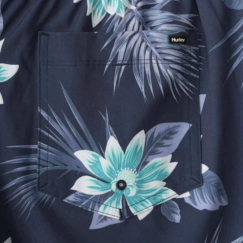 Hurley Mens Swim Short Blue Floral Hawaiian Print